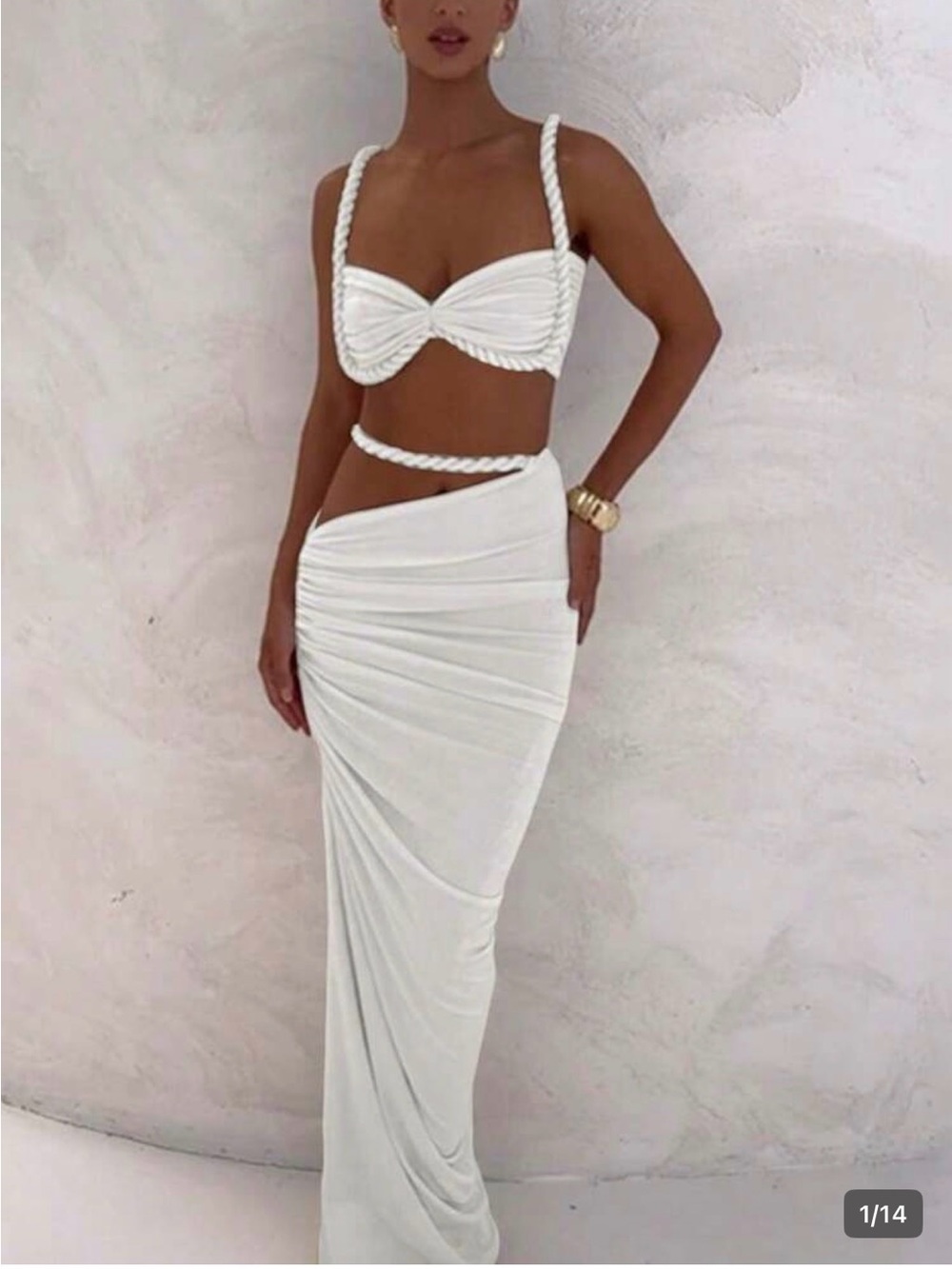 White Ruched Maxi Skirt - Elegant Beach-to-Evening Style
